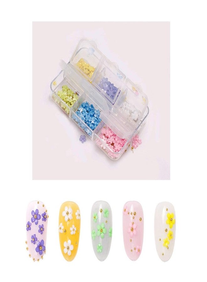 كويبي علبة واحدة من زينة الأظافر الأكريليكية على شكل زهور ثلاثية الأبعاد مع خرز صغير، زينة أظافر زهرية ثلاثية الأبعاد، زينة أظافر يمكنكِ صنعها بنفسكِ للنساء والفتيات (6 ألوان) - Image 5